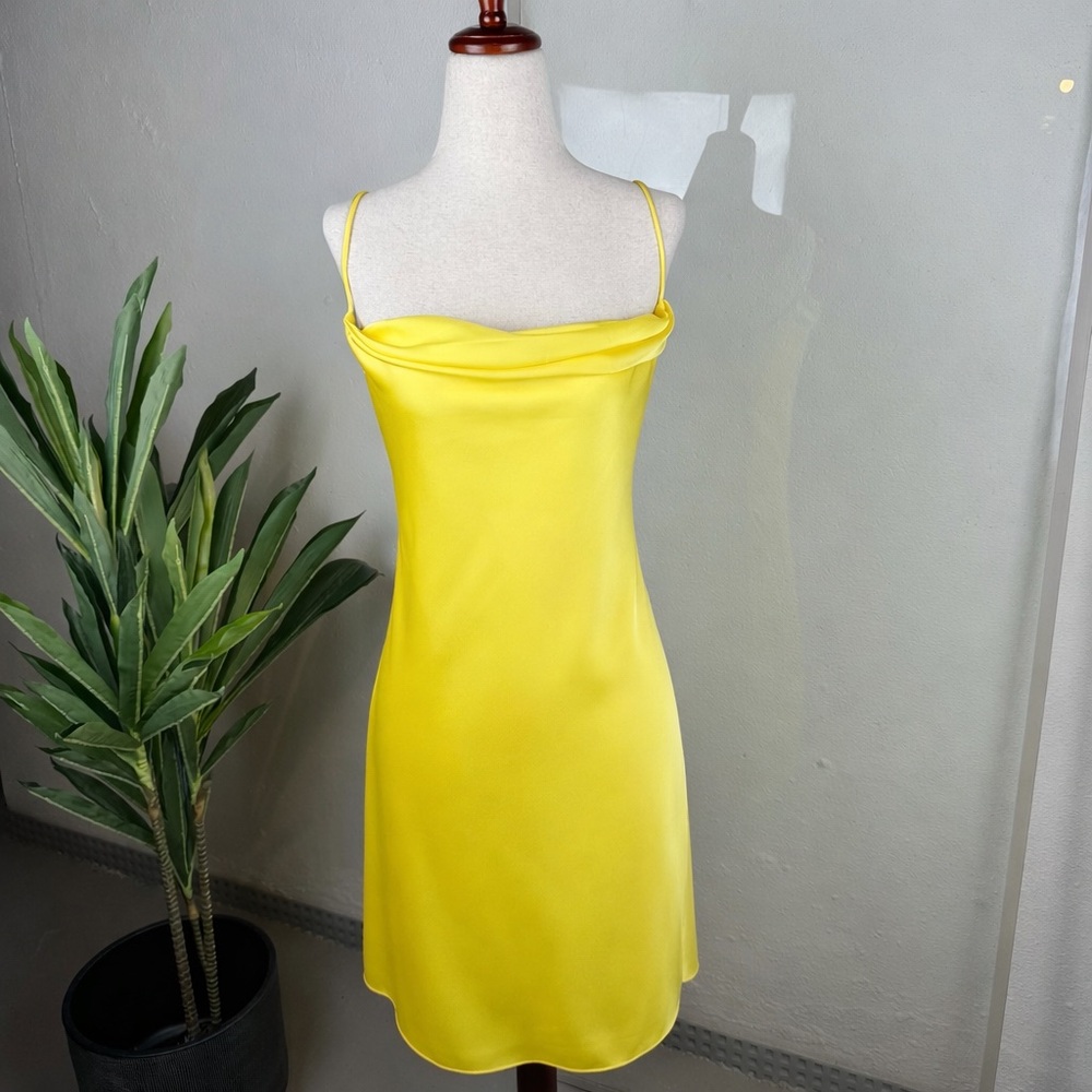 Y2K Rom Com Butter Yellow Prom STAUD Lace Up Back Mini Bellamy Dress XL‎ NWT
